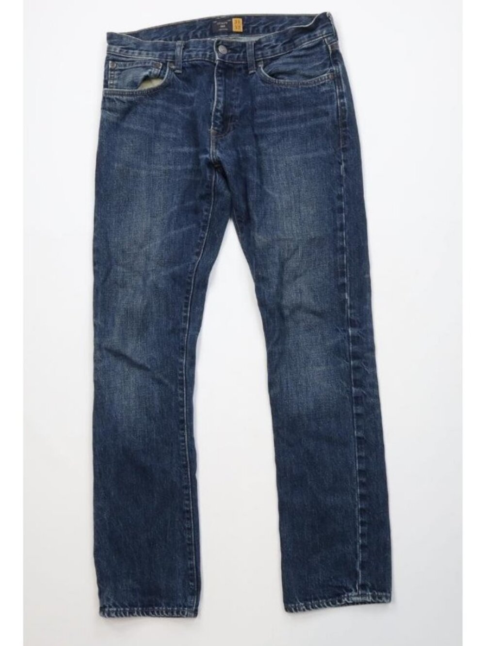 J Crew 484 Slim Mens 31x32 Faded Skinny Leg Straight Denim Jeans Blue Cotton
